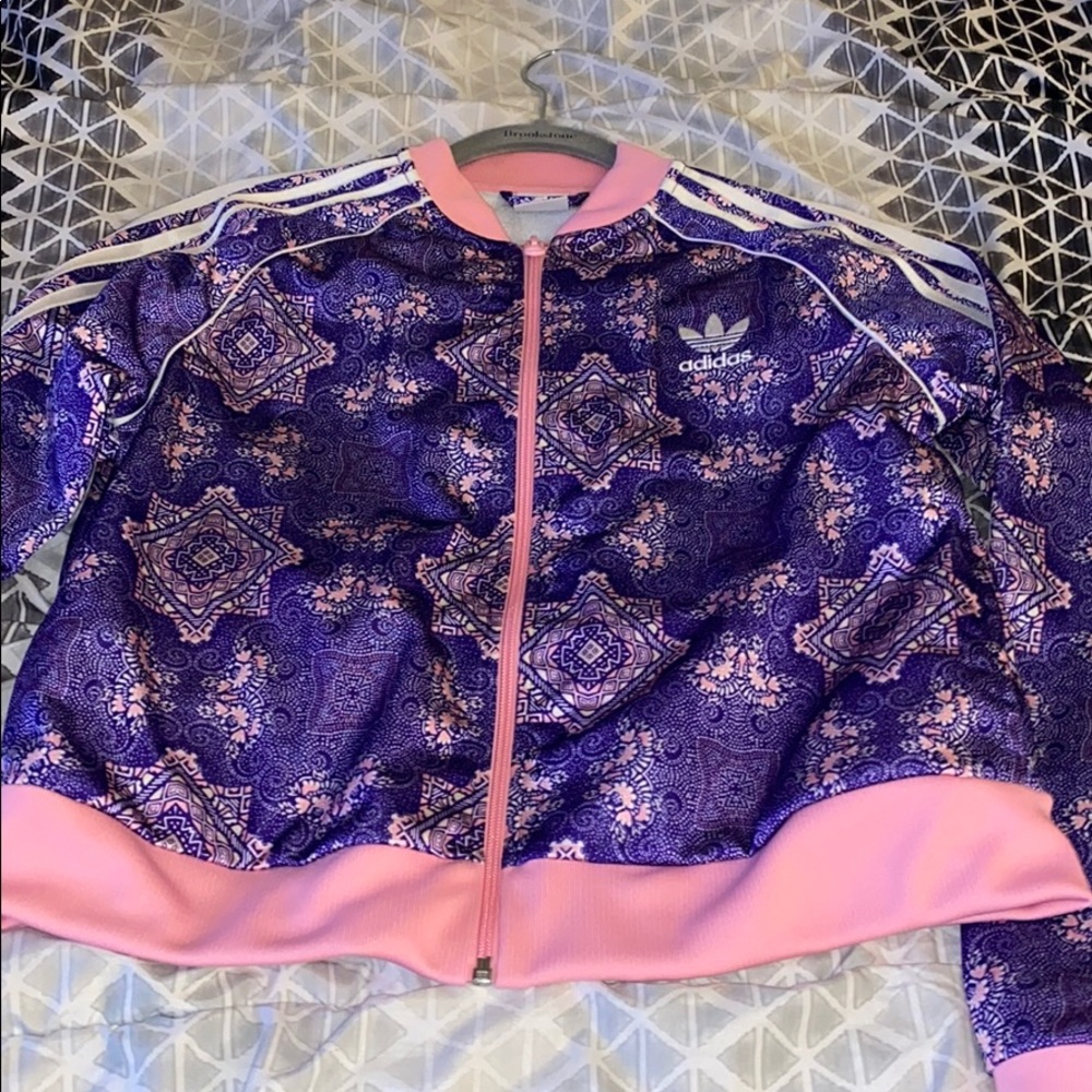 Pink and purple Adidas striped jacket